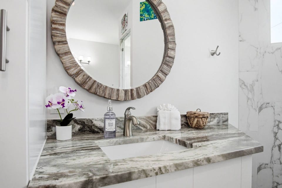 The home is stocked with a full compliment of towels and linens.