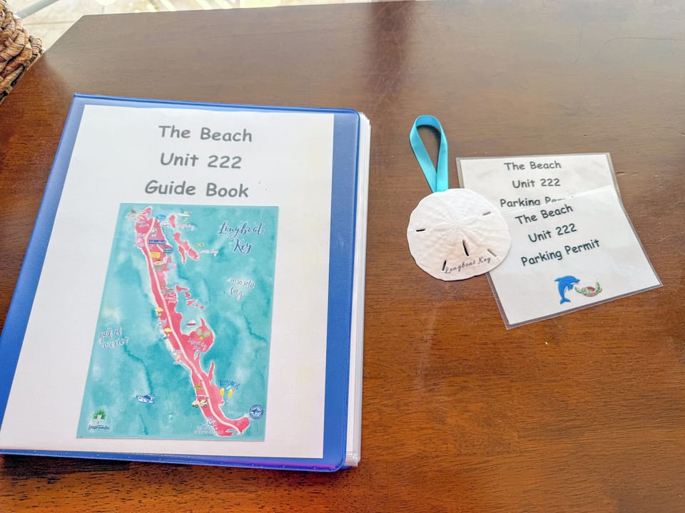 Guest Guide Book - LOTS of good info and a sand dollar souvenir!
