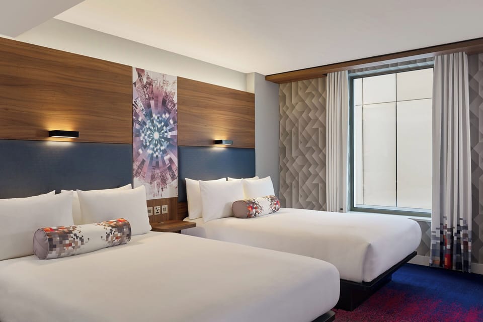 aloft, Room, 2 Double Beds | Premium bedding, in-room safe, desk, laptop workspace