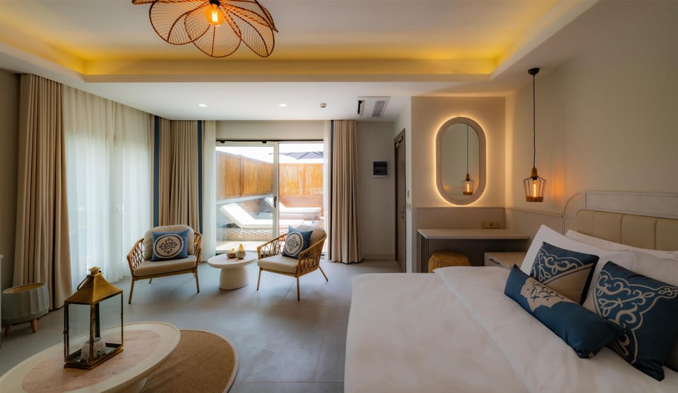 Junior Suite, 1 Bedroom, Private Pool, Garden View | Premium bedding, minibar, in-room safe, laptop workspace