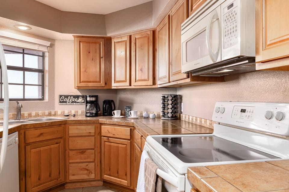 Kitchen with view of the patio 