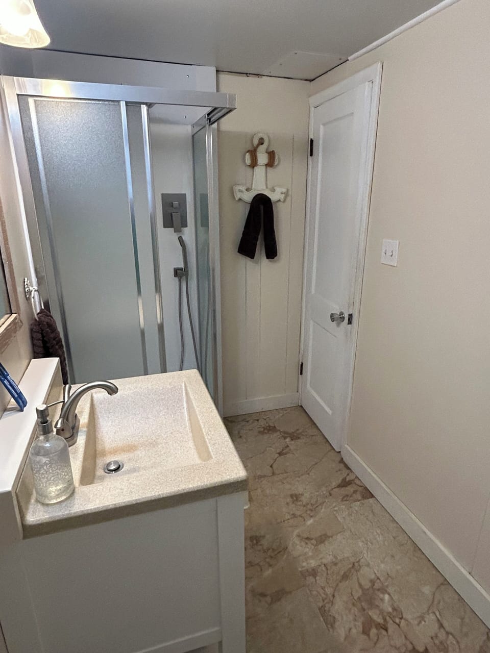 Bathroom with new shower