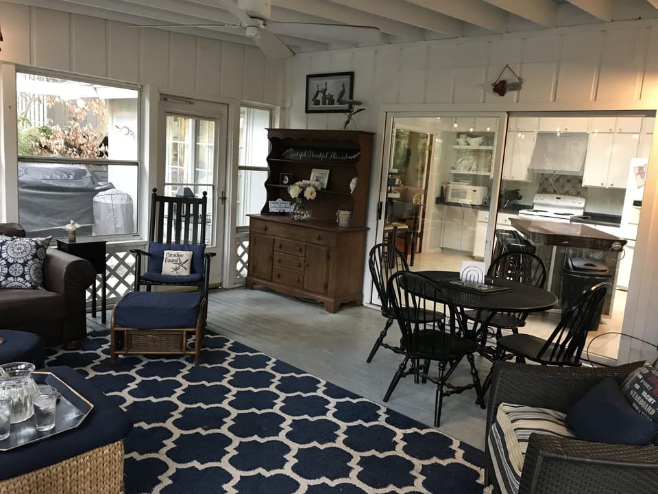 Kitchen opens up to the Carolina Room 