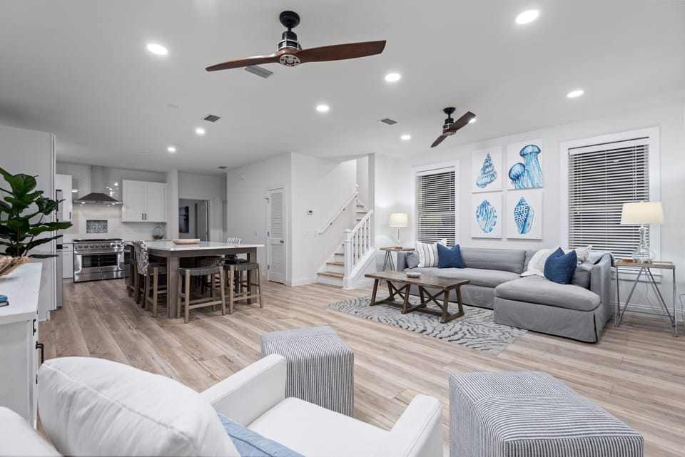The open concept living area allows for everyone to interact.