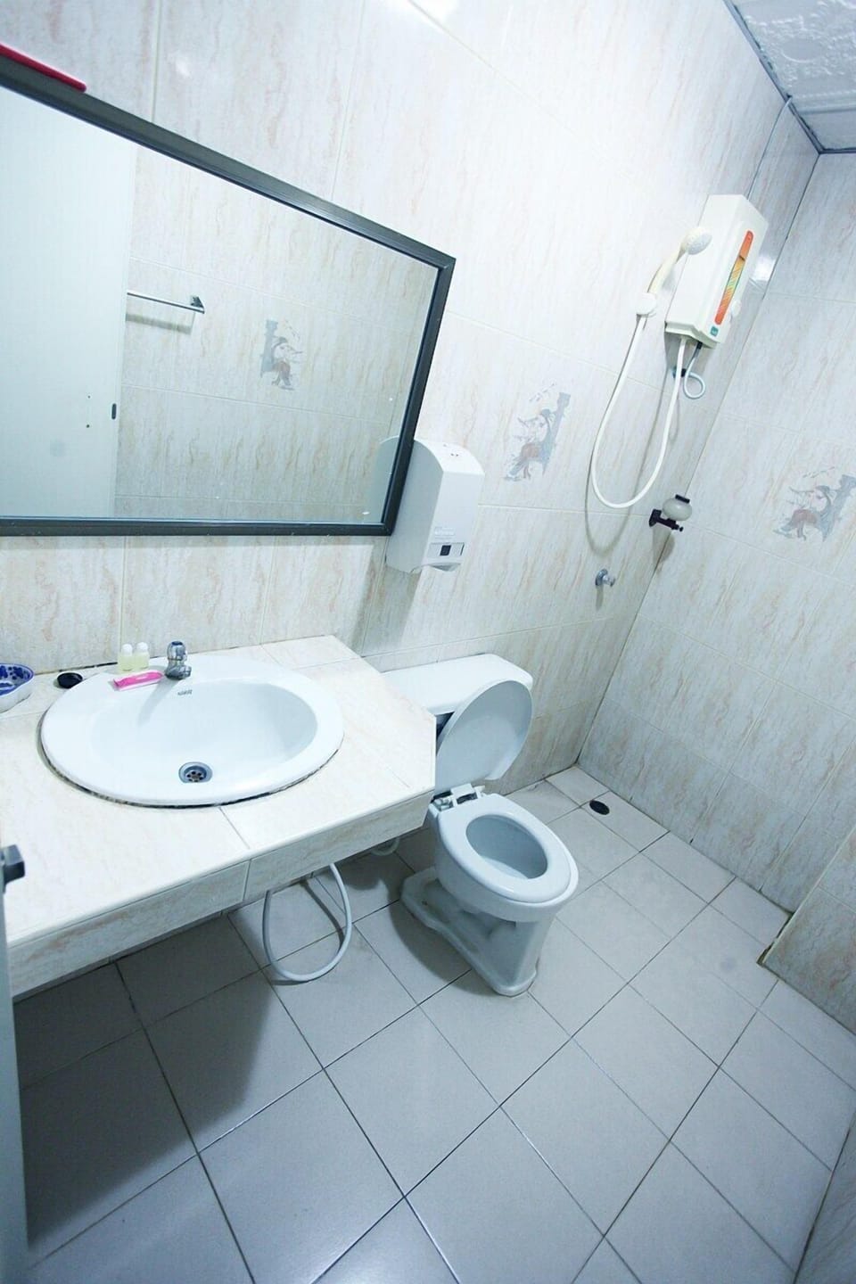 Shower, free toiletries, towels