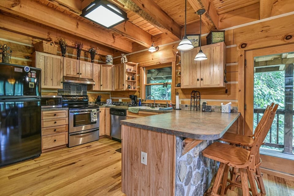 Kitchen with counter bar