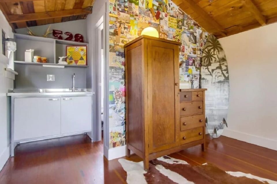 kitchenette and bathroom of loft