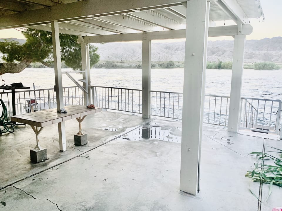 lower deck with one gate to dock and other to river access