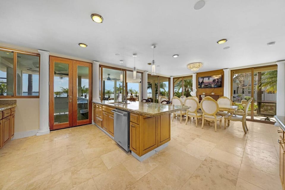 Spacious downstairs kitchen and dining area.