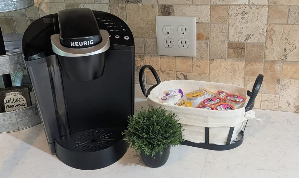 Coffee pods and cream provided