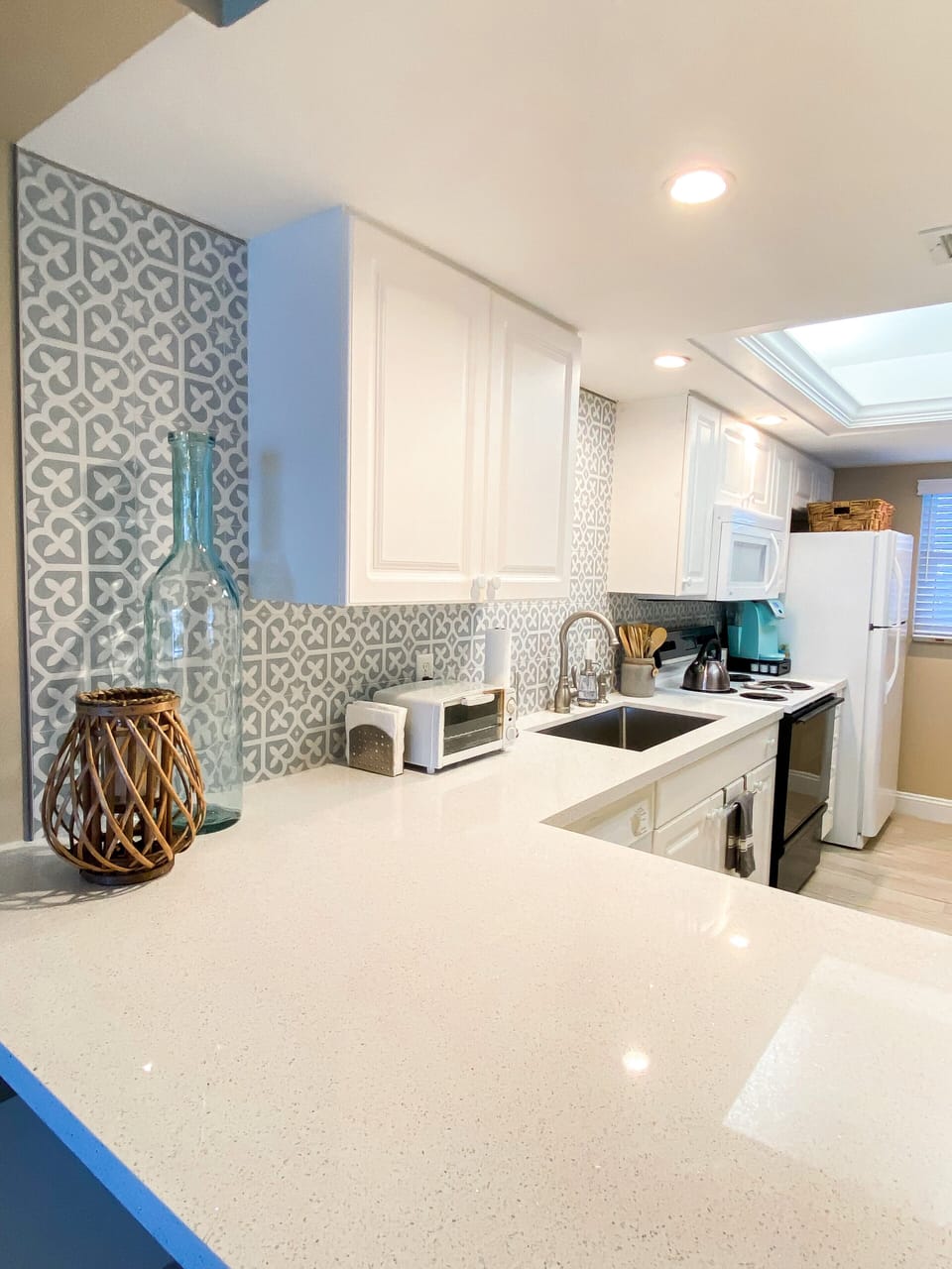 Fully stocked kitchen to enjoy meals prepared together.