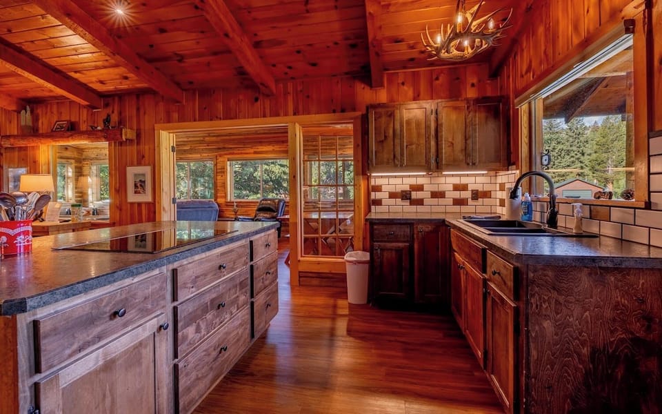 The beautiful open kitchen will be a hub to gather at the end of the day's adventures