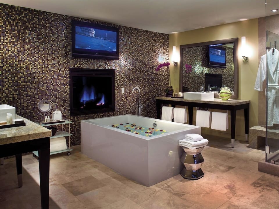 Presidential Villa | Bathroom | Designer toiletries, hair dryer, bathrobes, slippers