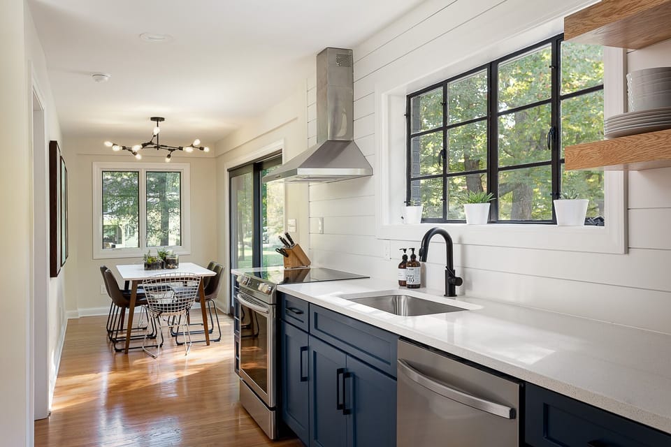View from kitchen toward dining room.