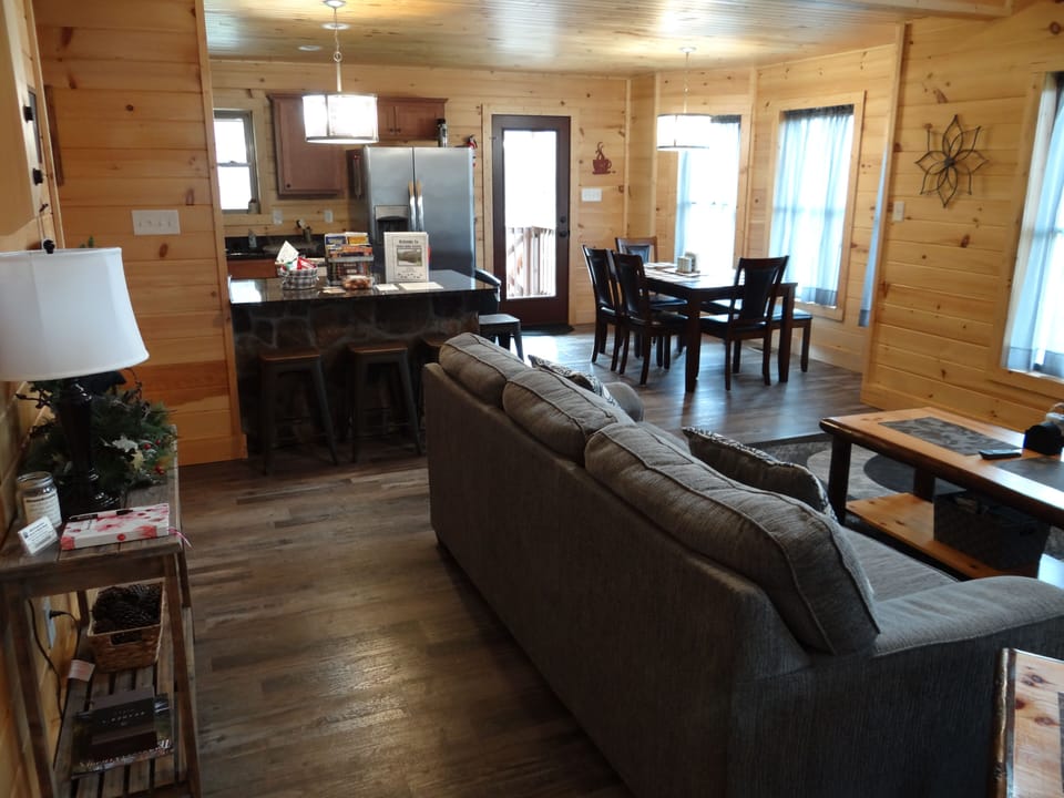 Open concept family room/kitchen/dining area