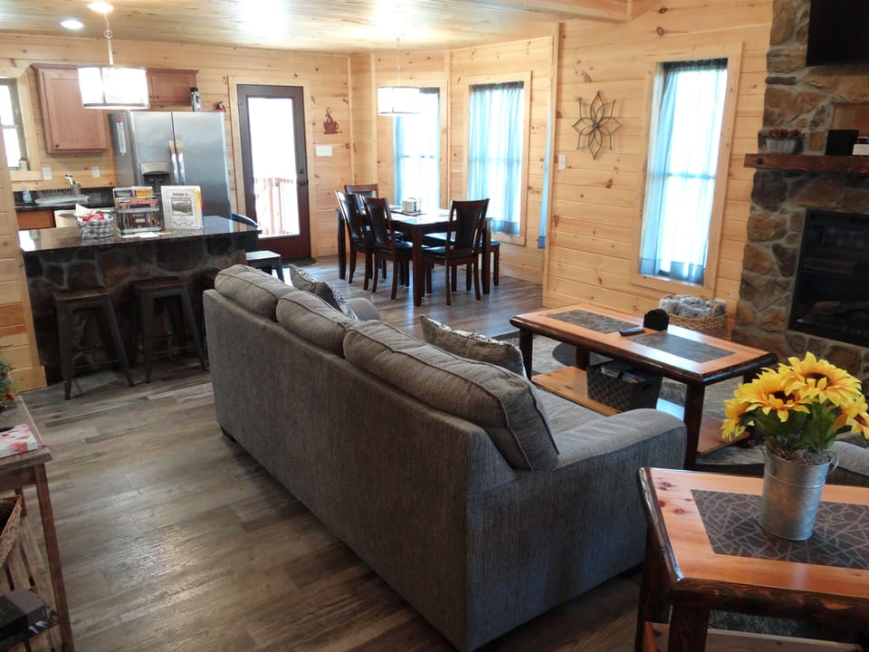 Roomy open floorplan welcomes you as you walk into Smoker Holler Getaway