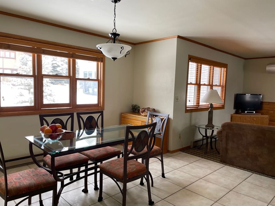 dining area with the living view- lot of natural  light and windows