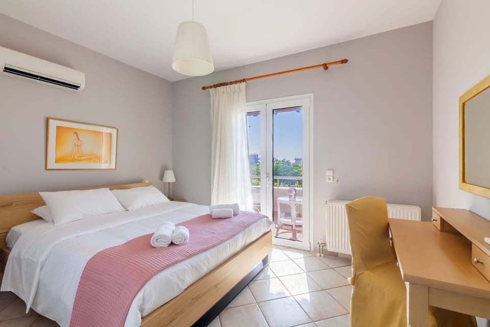 Bedroom for two people bed with air conditionating