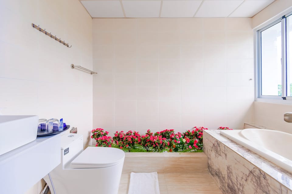 Deluxe Room | Bathroom | Free toiletries, hair dryer, slippers, towels