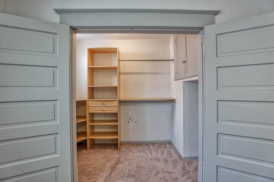 Ample storage keeps belongings organized and spaces feeling relaxed.