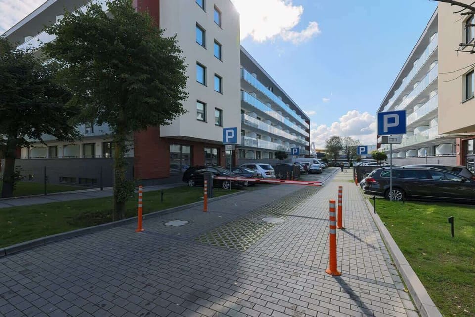 The building's surroundings. 