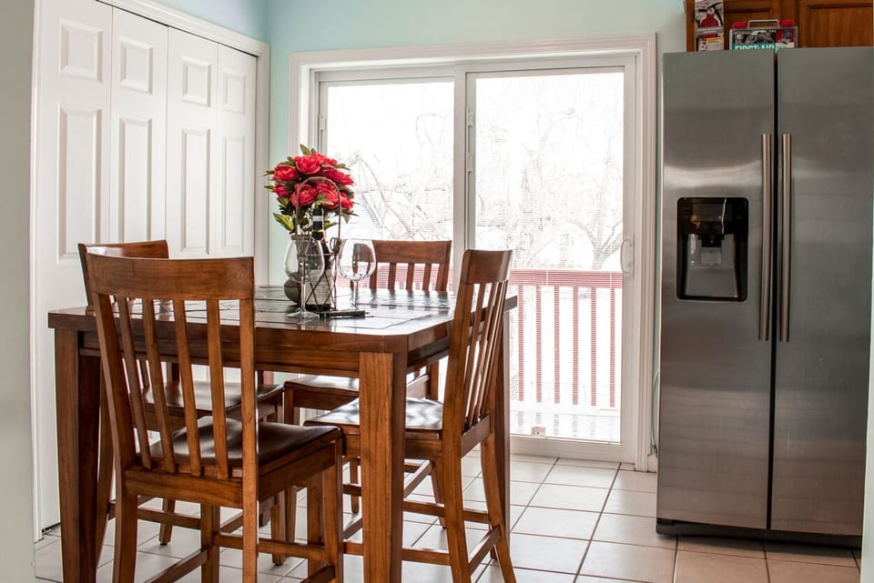 Dining table with extension (if needed); deck available as well