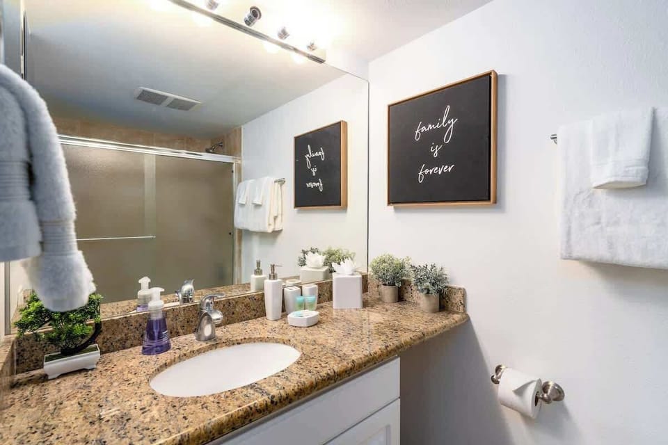 Freshen up in our modern, well-appointed bathroom with all the essentials for a comfortable stay.