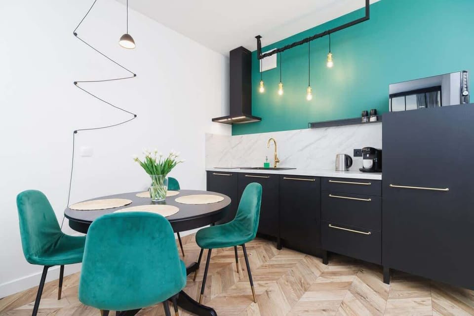 Kitchenette with dining table. 