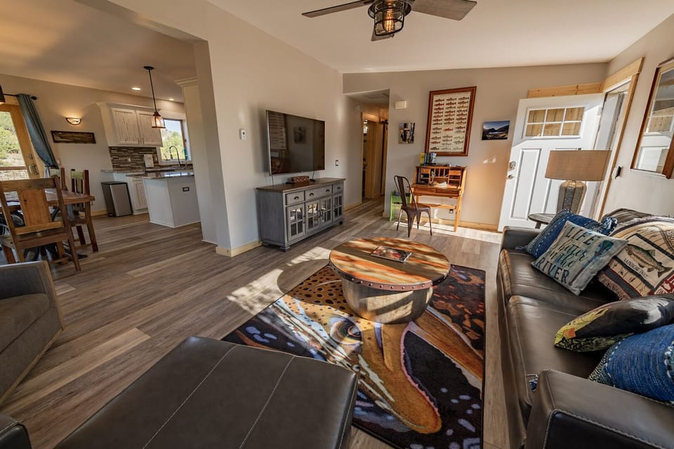 Living room is open to dining/kitchen area