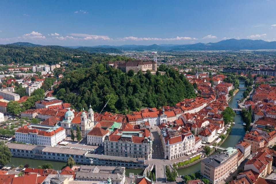 Panoramic view of Ljubljana downtown