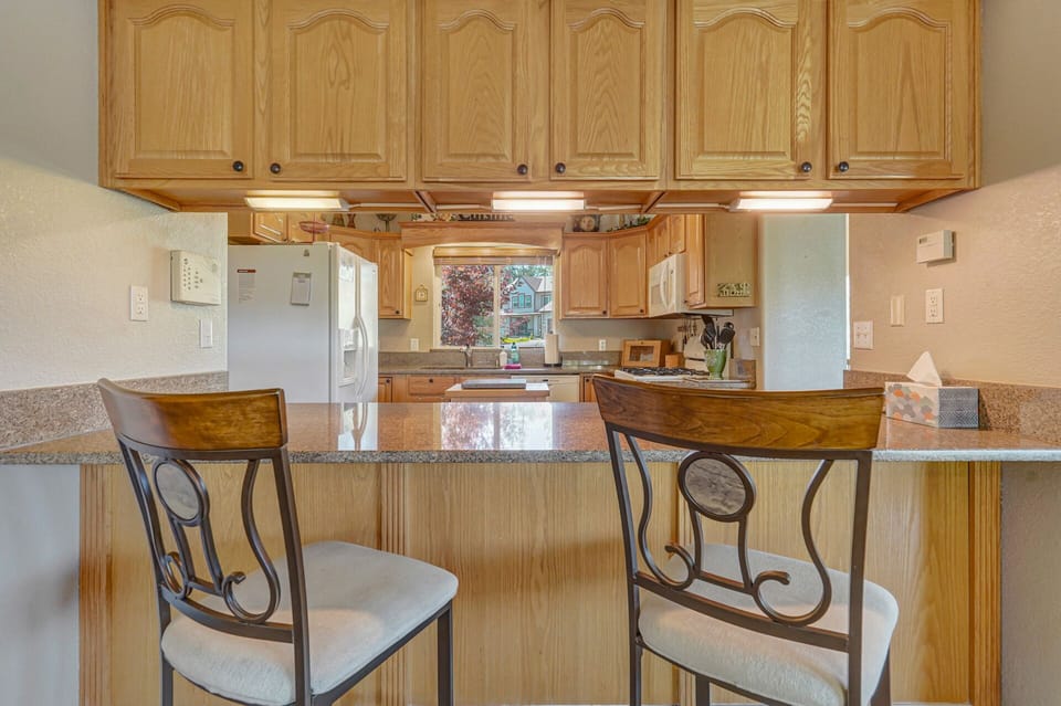 Bar seating in the kitchen