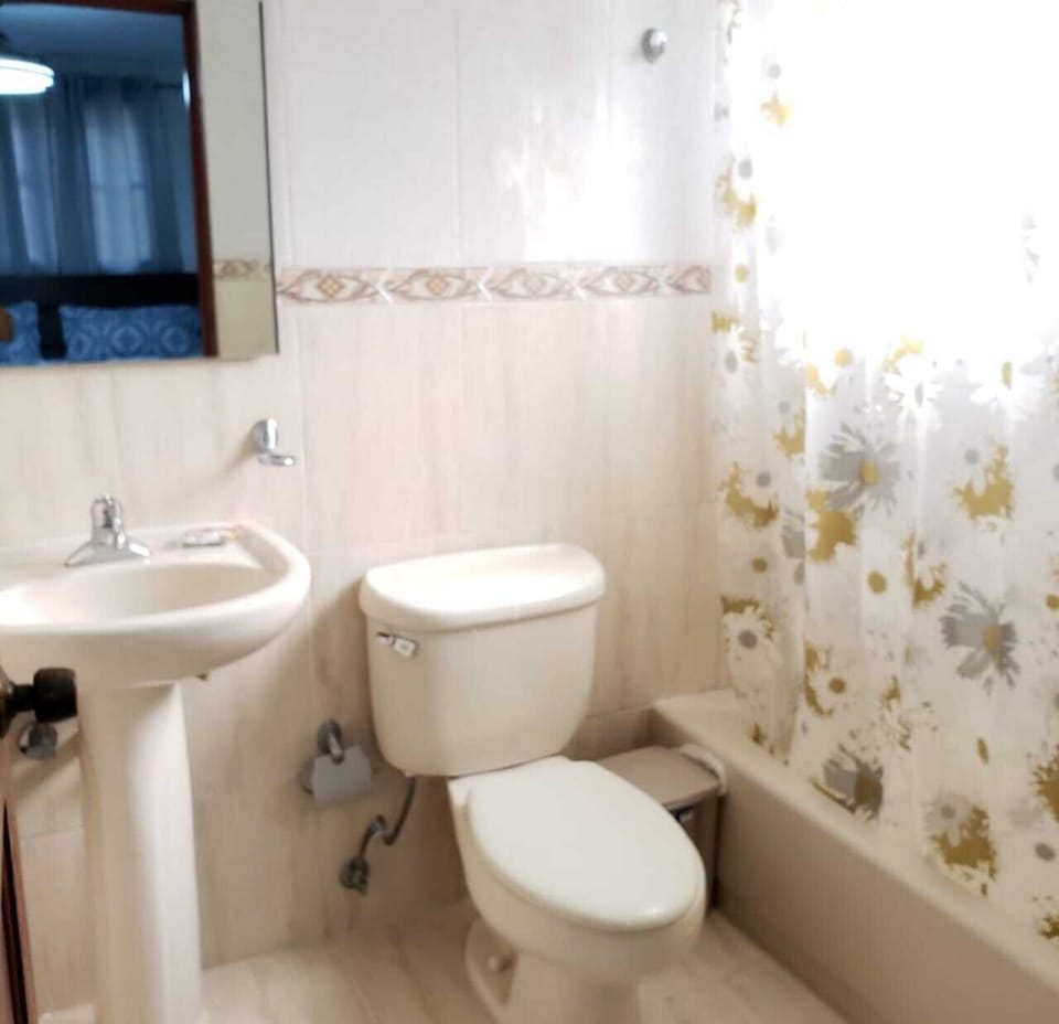 Shower, towels, soap, shampoo