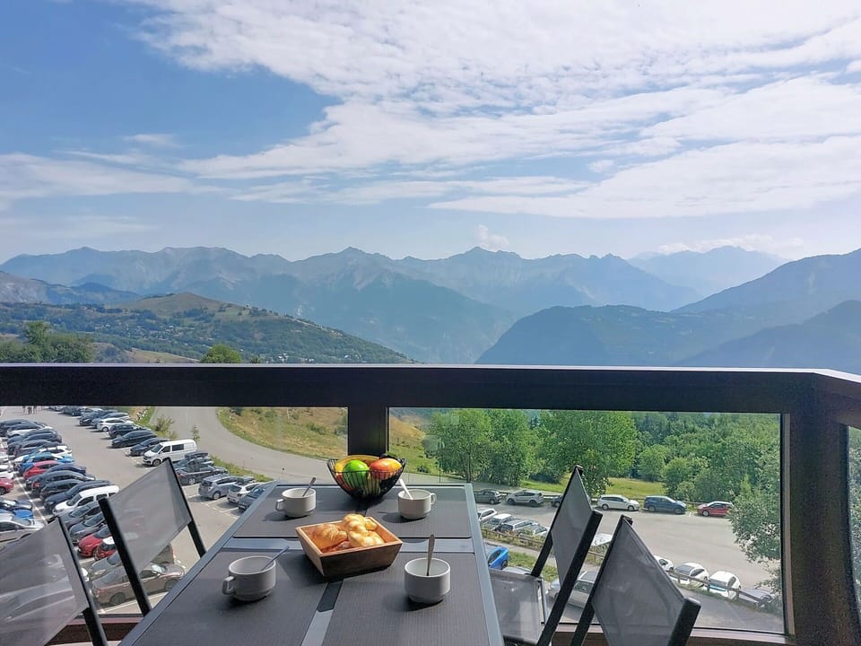 Mountain, Mountain Range, Hill Station, Ridge, Outdoor Furniture, Chair, Alps, Outdoor Table, Valley, Balcony