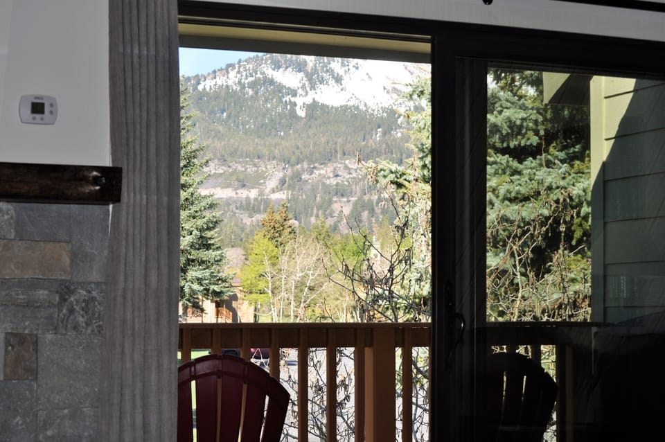 Again, the sit down view of Mammoth Mountain from living room sofa