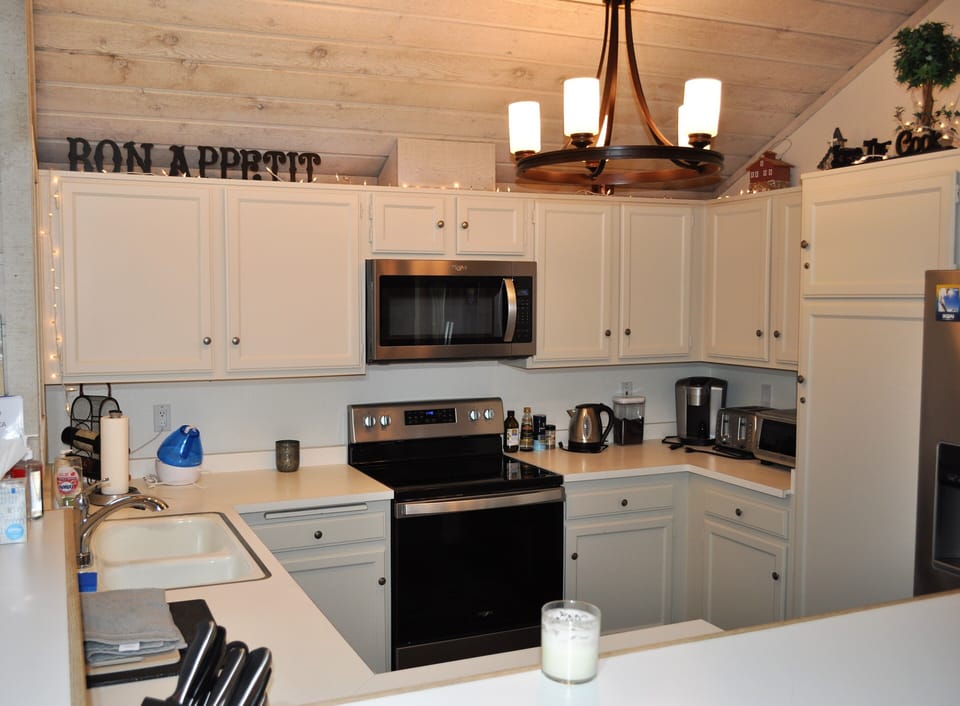 Kitchen with all new stainless steel Whirlpool appliances