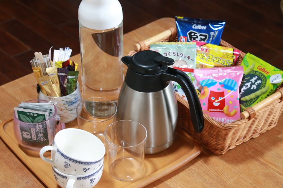 Complimentary drinks and snacks are provided.