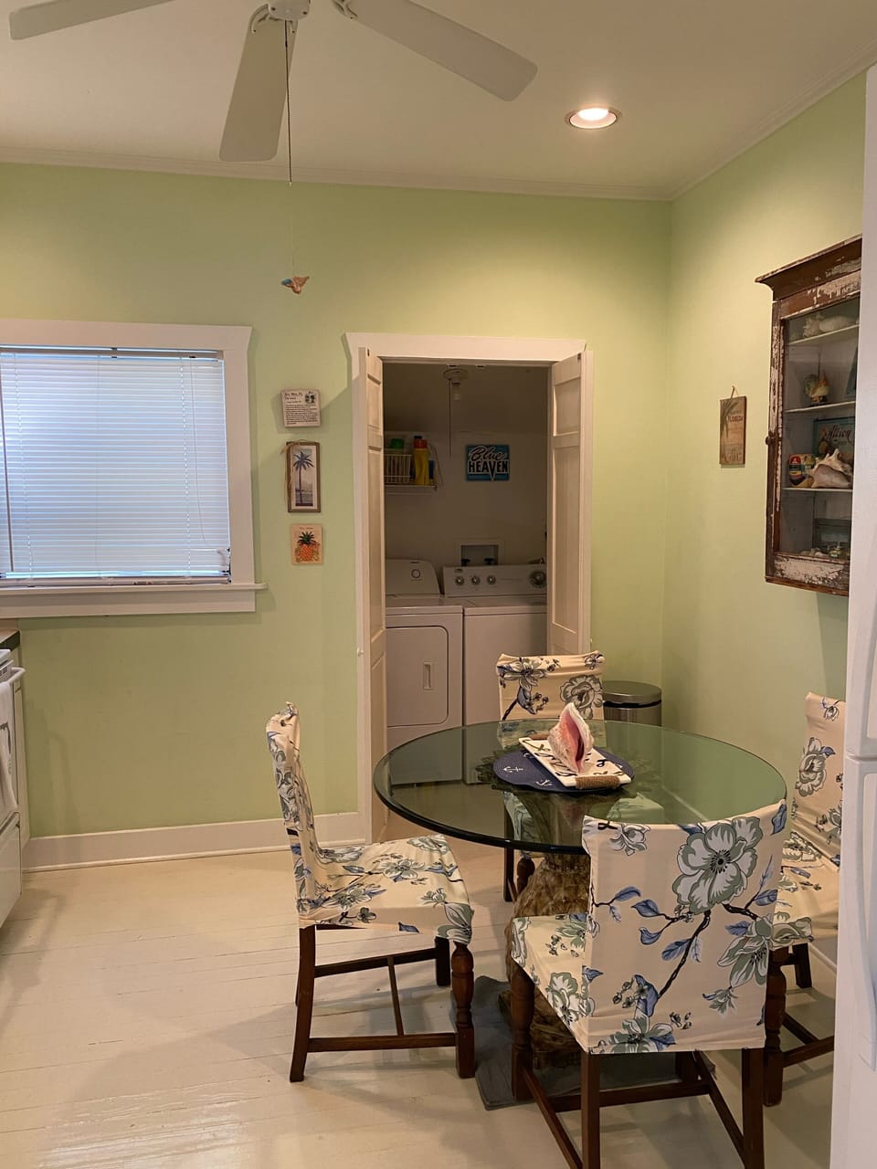 Kitchen with adjoining washer and dryer, oven, stovetop, fridge & dishwasher 