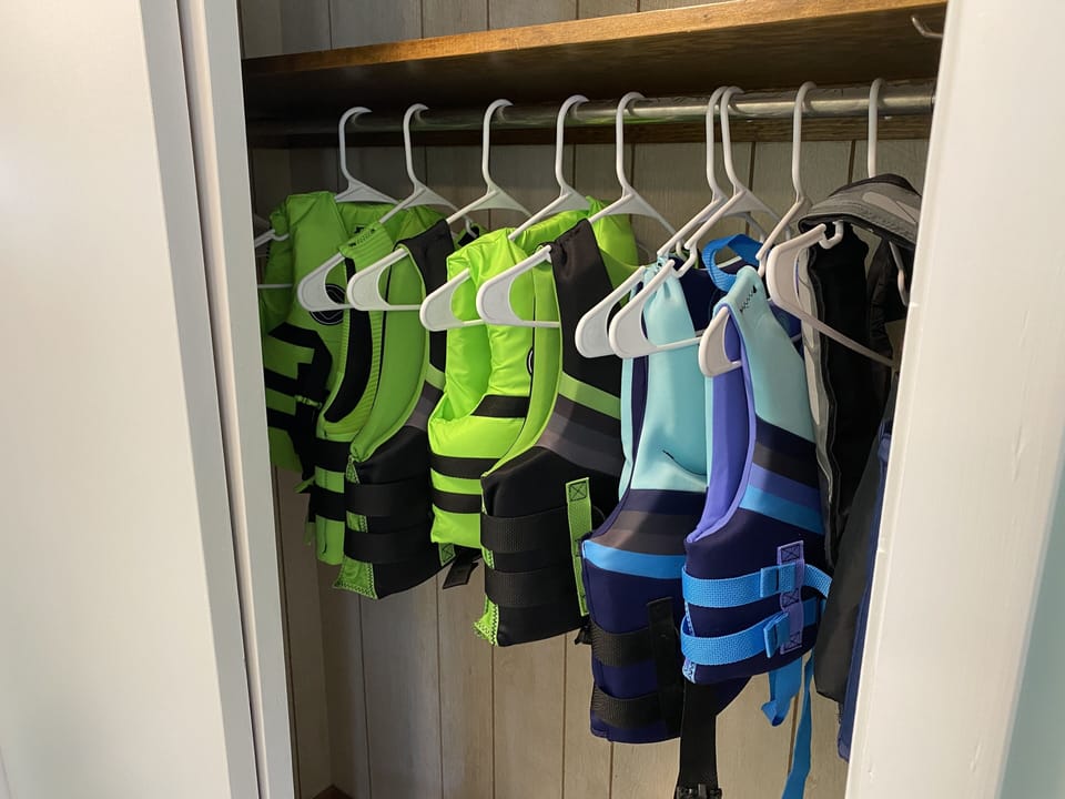 Life jackets on site for kids-adults.