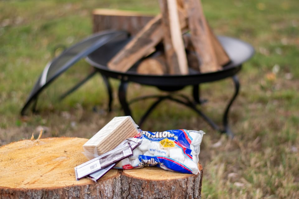 Smores kit is in the kitchen upper cabinet next to fridge, when available. 