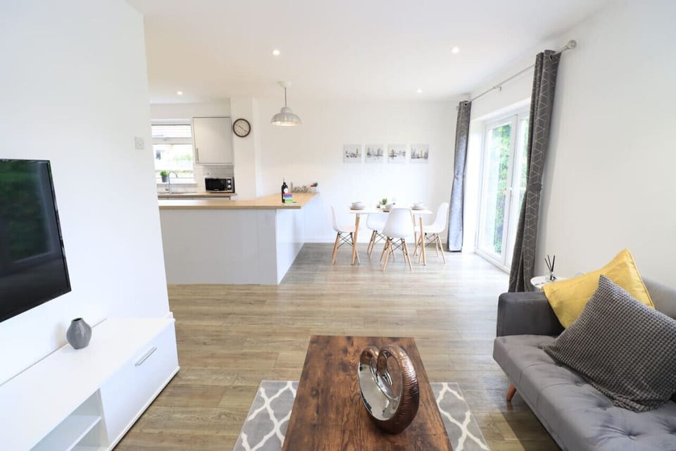 Open plan living and dining area.