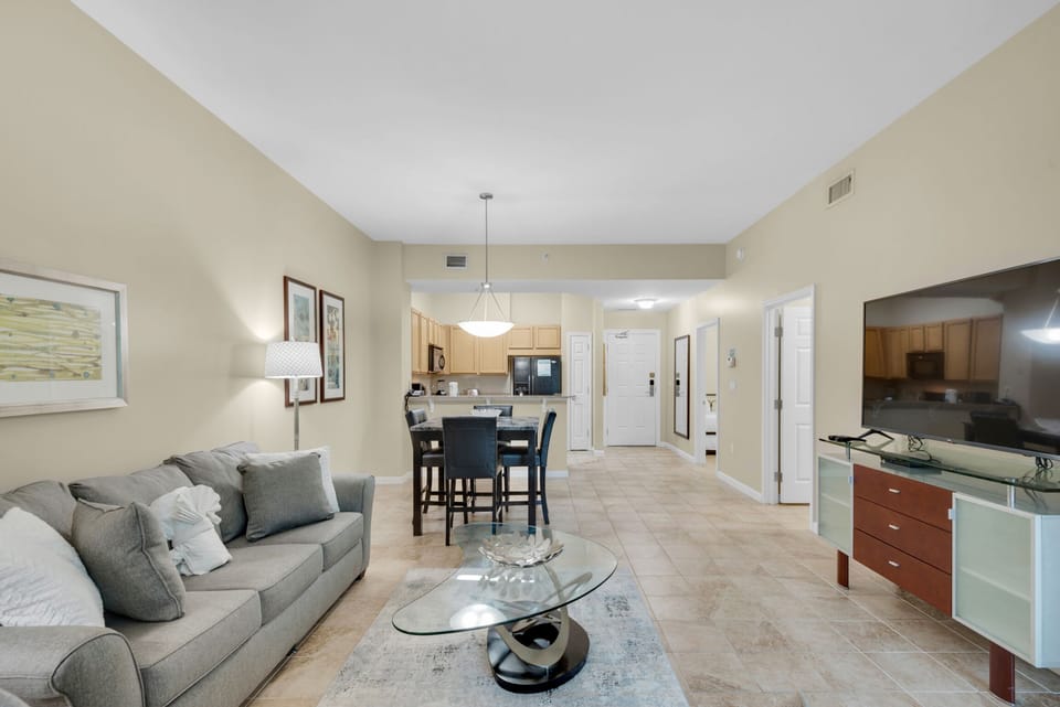 Enjoy a movie on the large flat screen