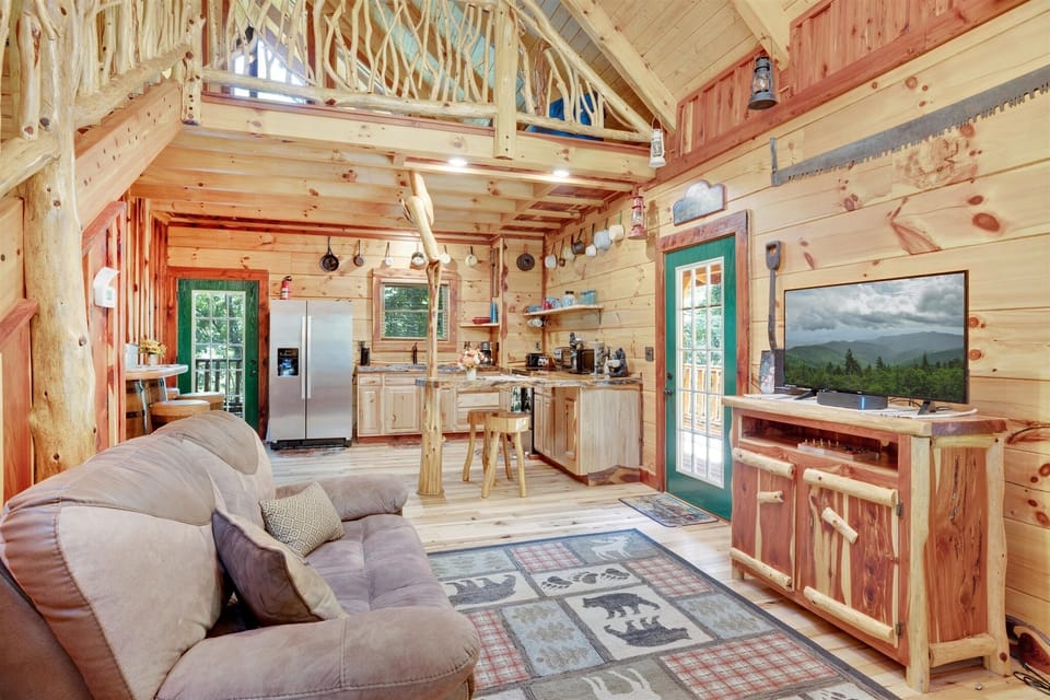 Open floor plan ... living, dining and modern, fully equipped kitchen.