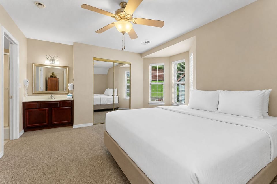 Bedroom Three- Upstairs-King Bed,  Cable TV, Shared Bath