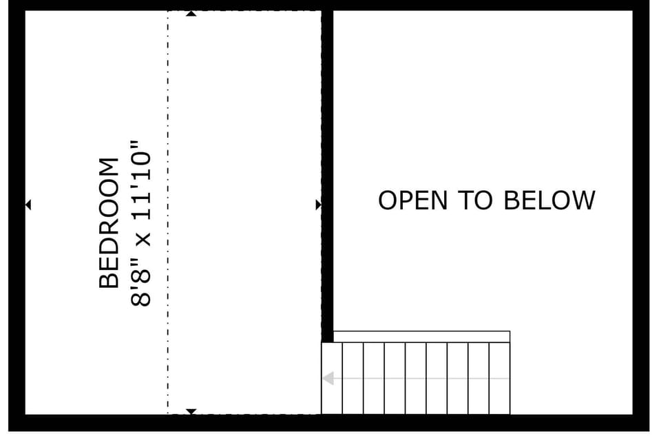 The loft area is above the 2nd bedroom