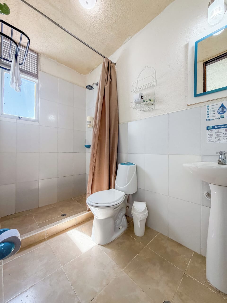 Shower, designer toiletries, towels, soap