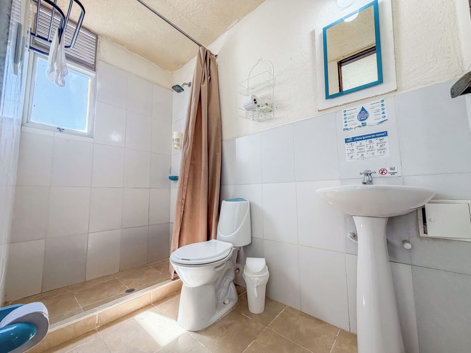 Shower, designer toiletries, towels, soap