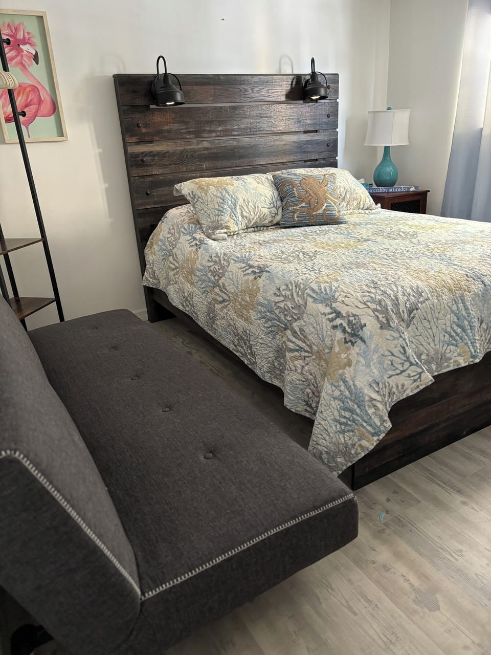 Guest bedroom with a queen and futon