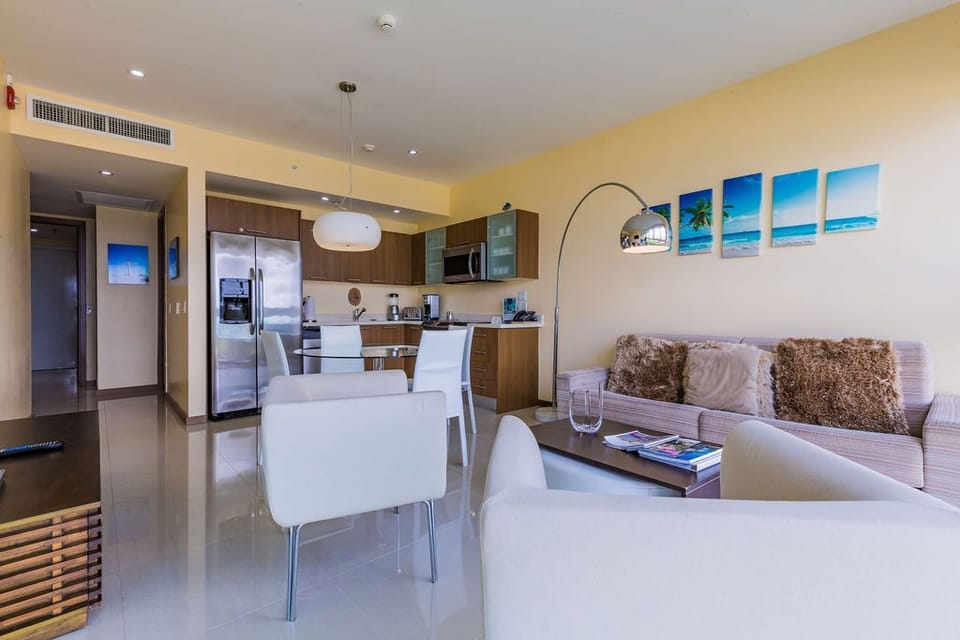 Living room and kitchen area