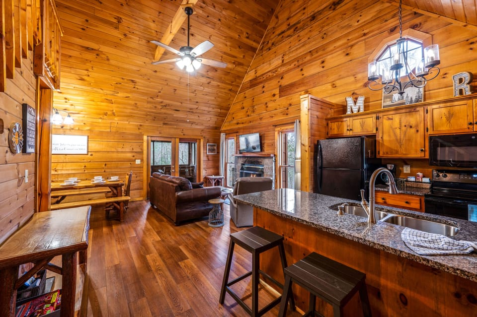 The kitchen is right next to the front door.