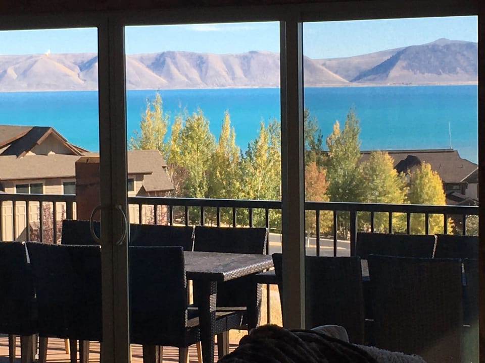 View of the lake from the dining area. 